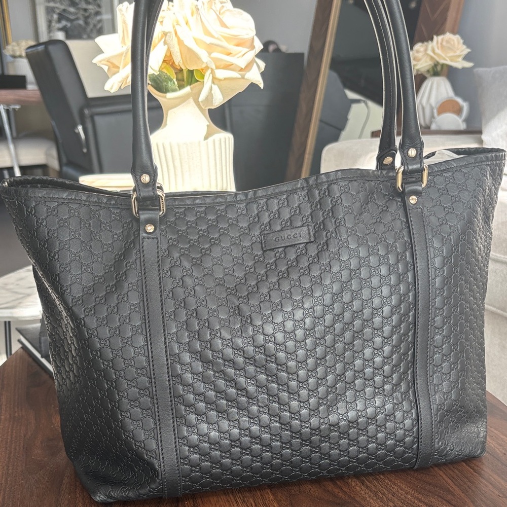 Gucci Black Guccisima Leather Tote Bag
